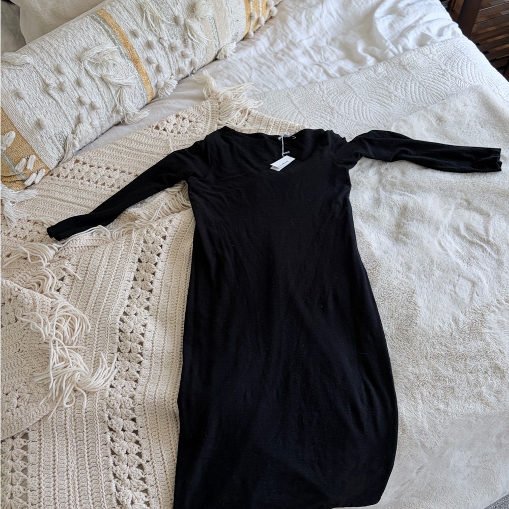 James Perse Classic Black Long Sleeve Dress